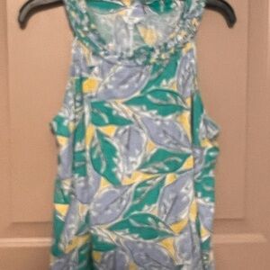 crown & ivy Green and Yellow Leaf Print Tank Top
